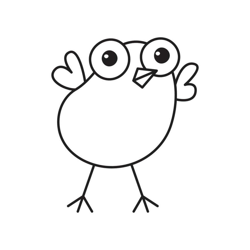 pollito de dibujos animados. lindo bebé granja pájaros línea arte. animales domésticos divertidos dibujados a mano. vector aislado sobre fondo blanco.
