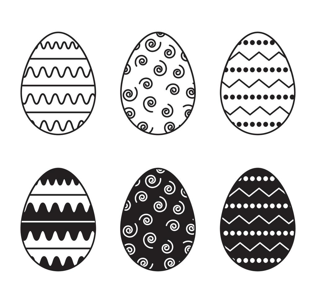 Easter eggs set doodle style. Happy easter hand drawn. Vector isolated on white background.