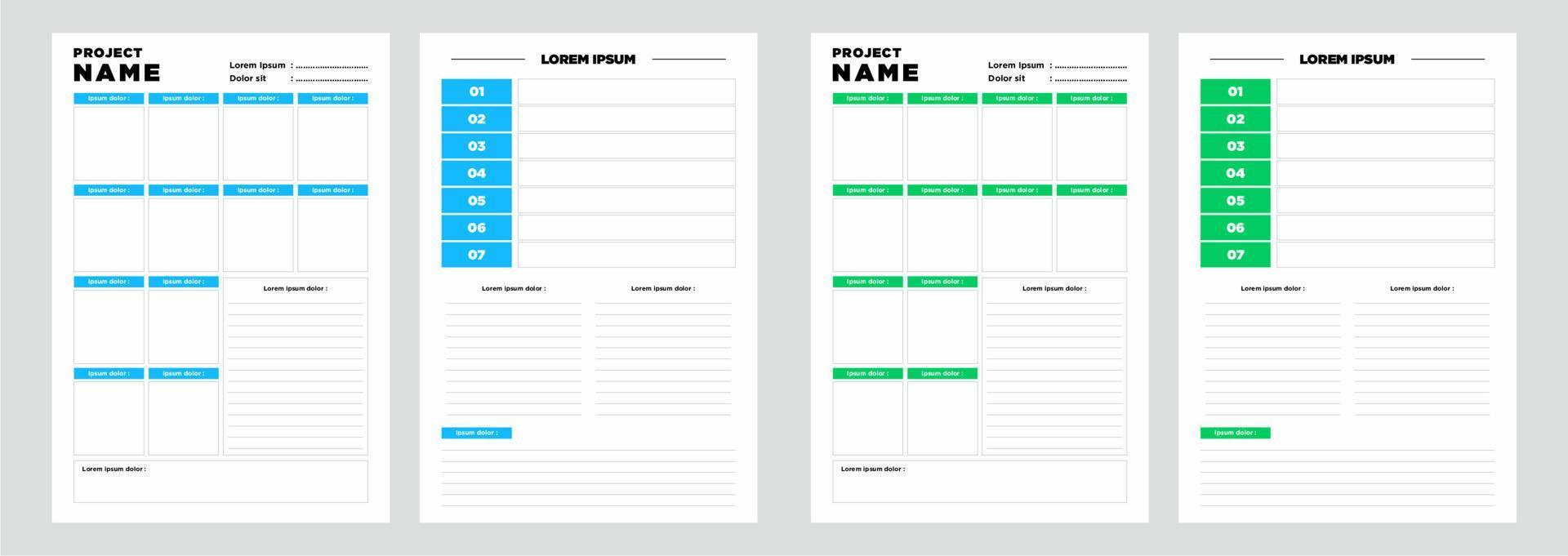 conjunto de plantillas de planificador moderno de planificador y proyecto de lista de tareas vector