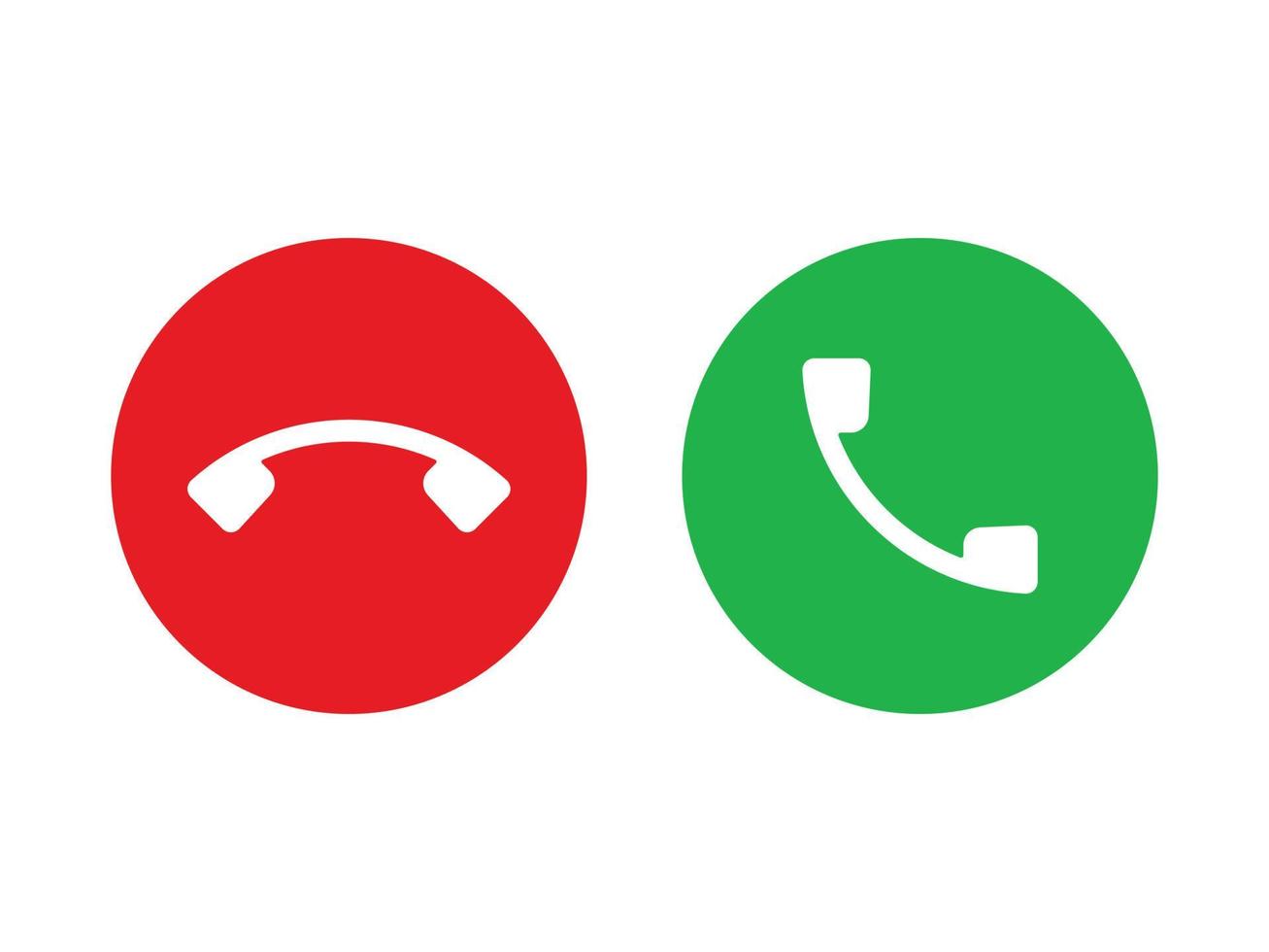 Decline and accept call button icons in flat style design isolated on white background. vector