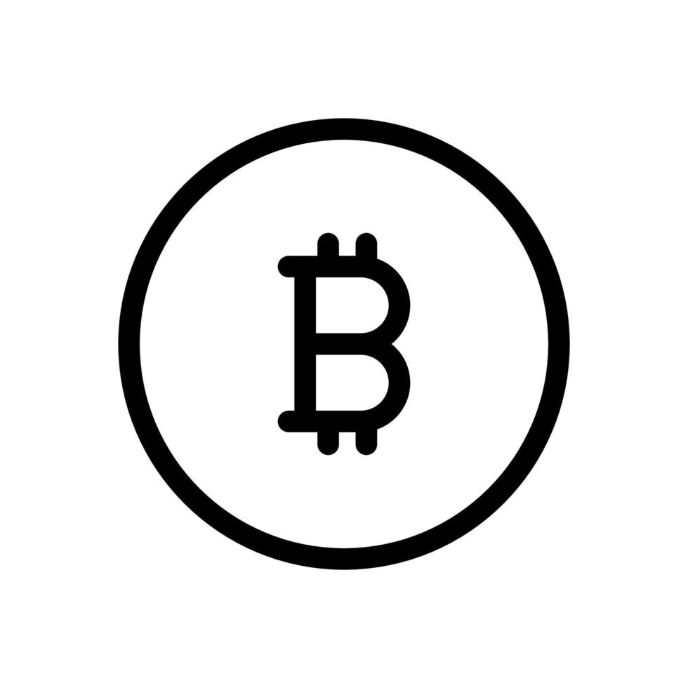 BTC crypto, bitcoin cryptocurrency symbol icon in line style design isolated on white background. Editable stroke. vector