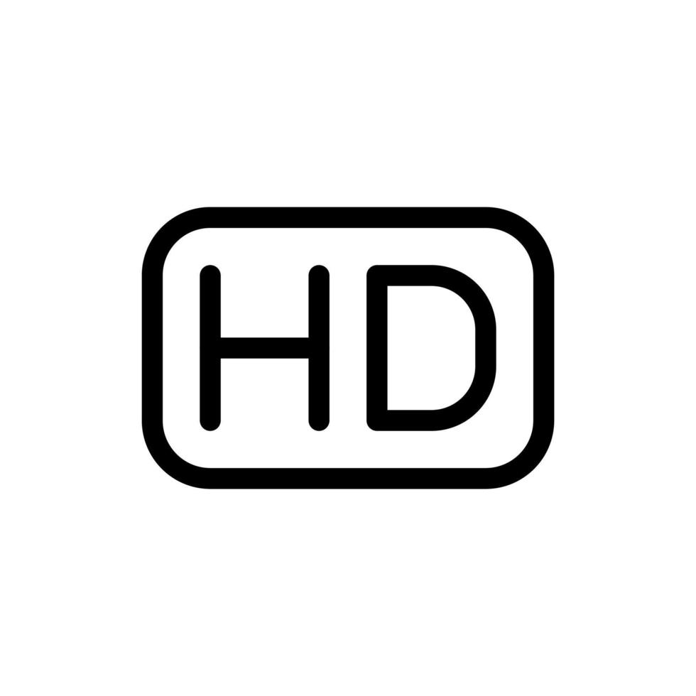 HD display, high definition video, audio, graphics label icon in line style design isolated on white background. Editable stroke. vector
