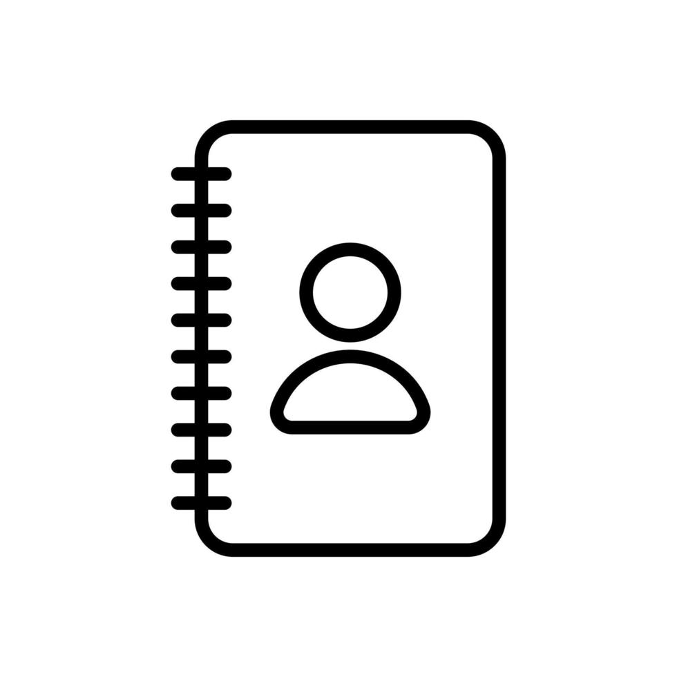 libreta de contactos, libreta de direcciones, libreta de teléfonos, icono del concepto de gestión de contactos en el diseño de estilo de línea aislado en fondo blanco. trazo editable. vector