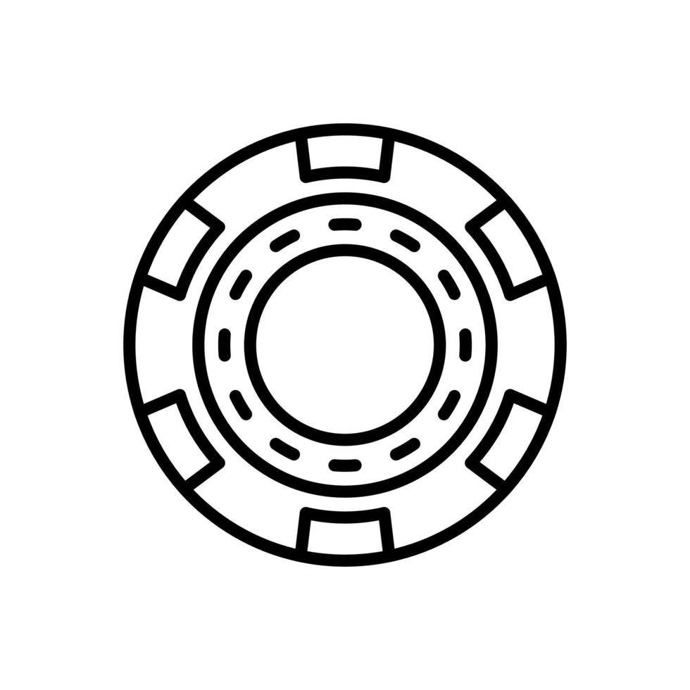 fichas de casino, icono de fichas de póquer en el diseño de estilo de línea aislado en fondo blanco. trazo editable. vector