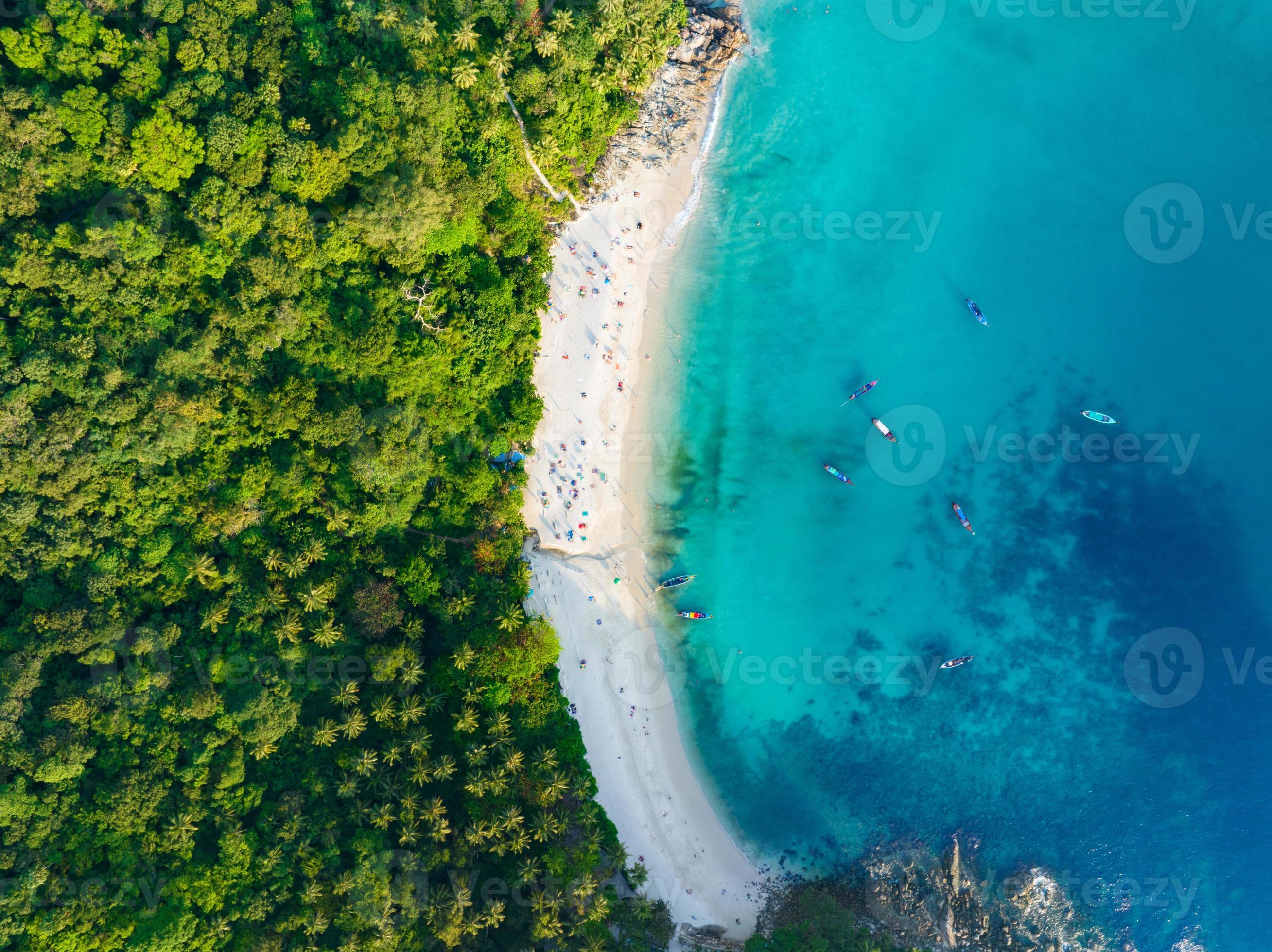 Amazing top view beautiful beach, Aerial view of Tropical beach ...