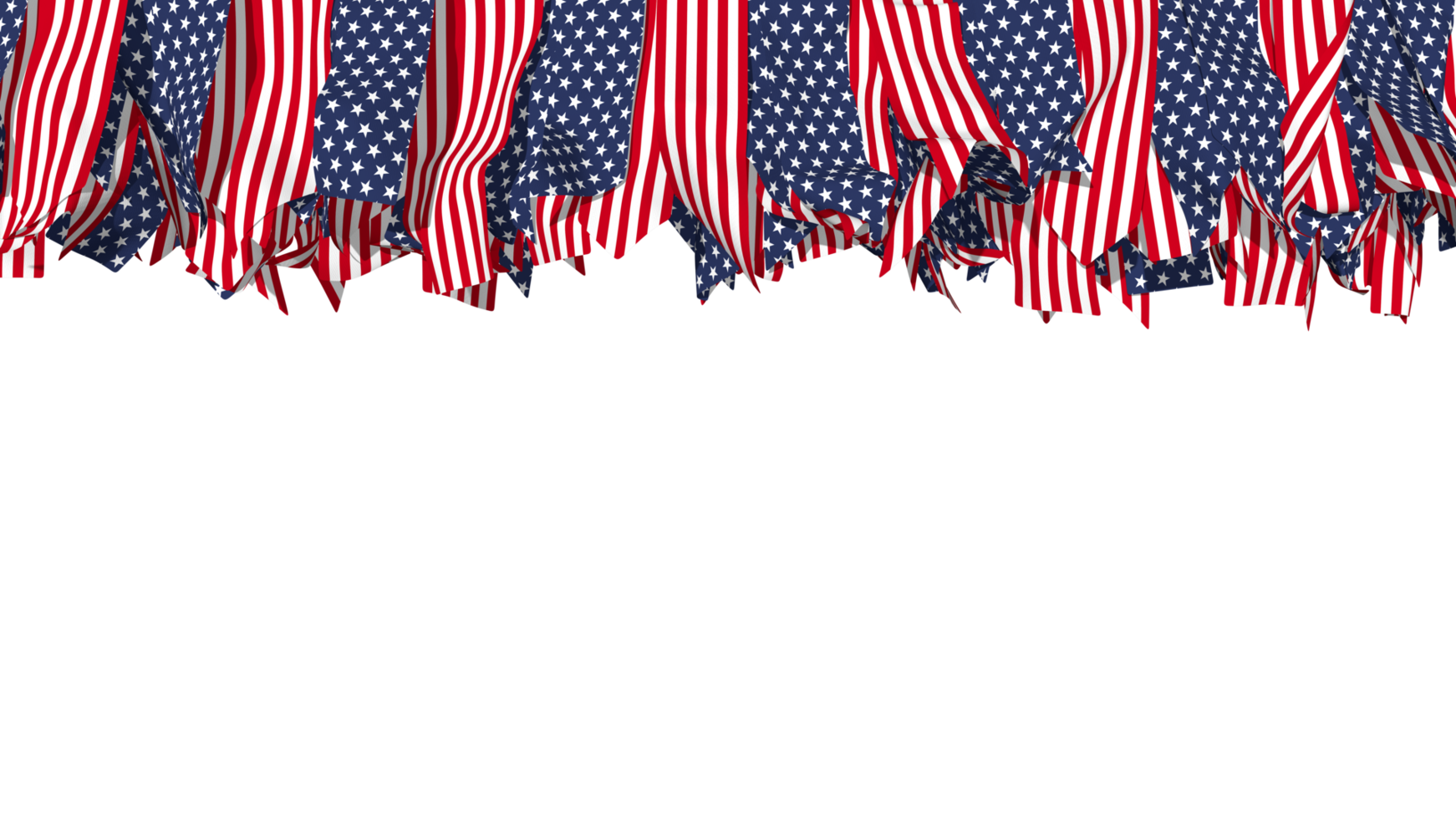 USA, United State of America Flag Different Shapes of Cloth Strip Hanging From Top, Independence Day, 3D Rendering png