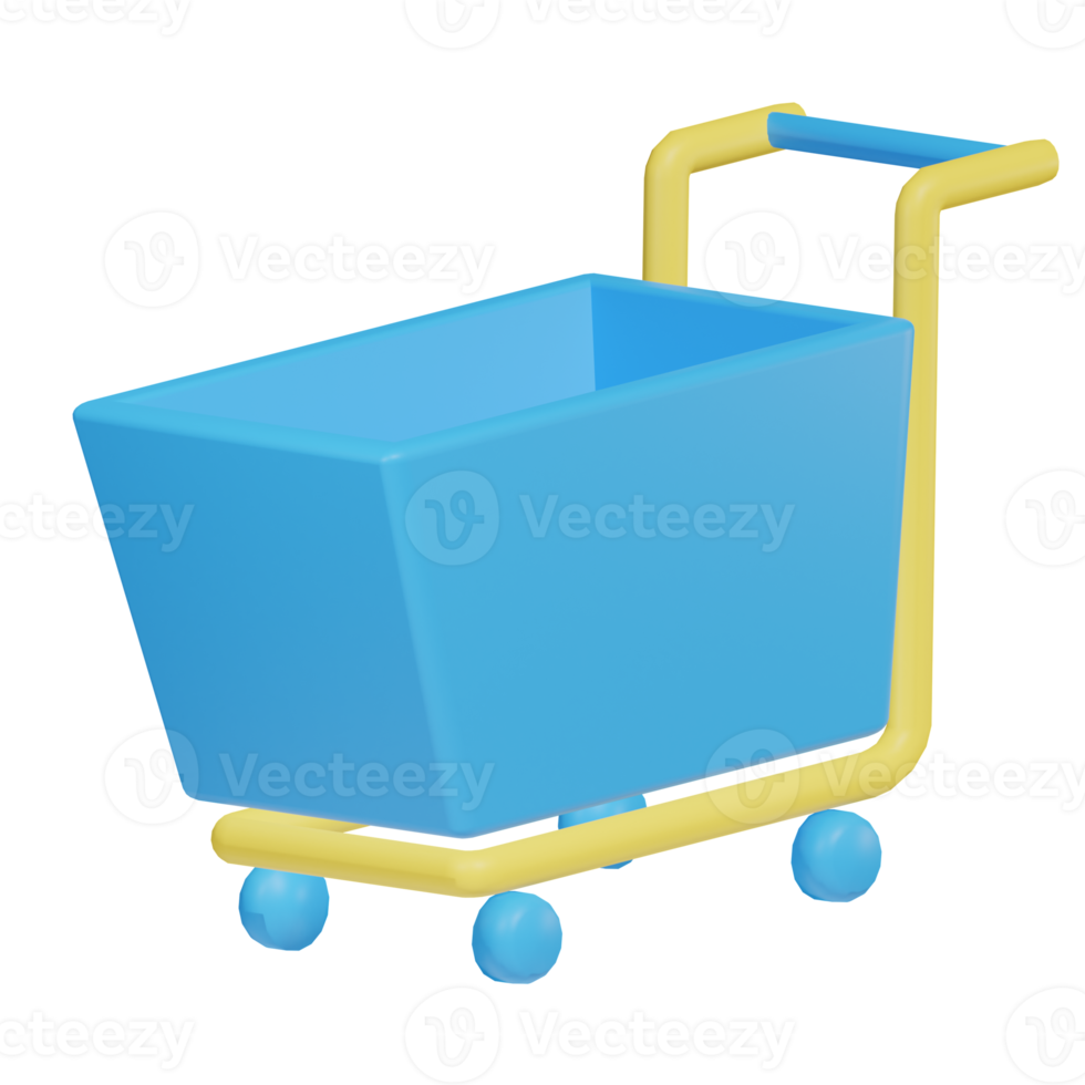 ícone 3d de comércio eletrônico de carrinho vazio png