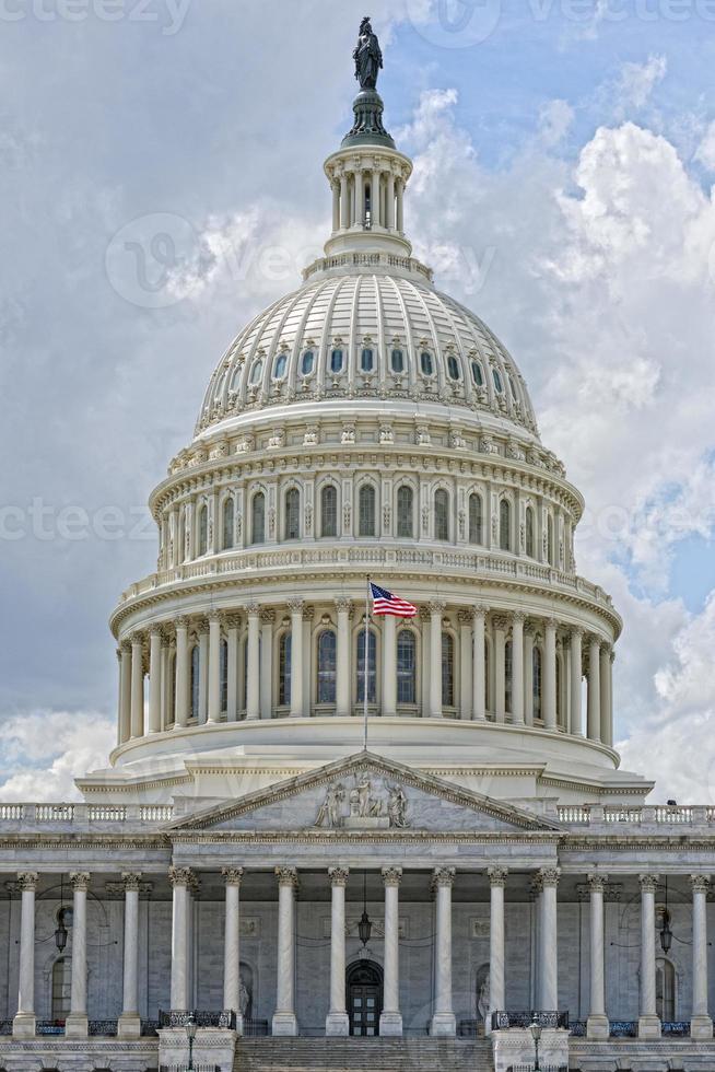 Washington DC Capitol detail on cloudy sky photo