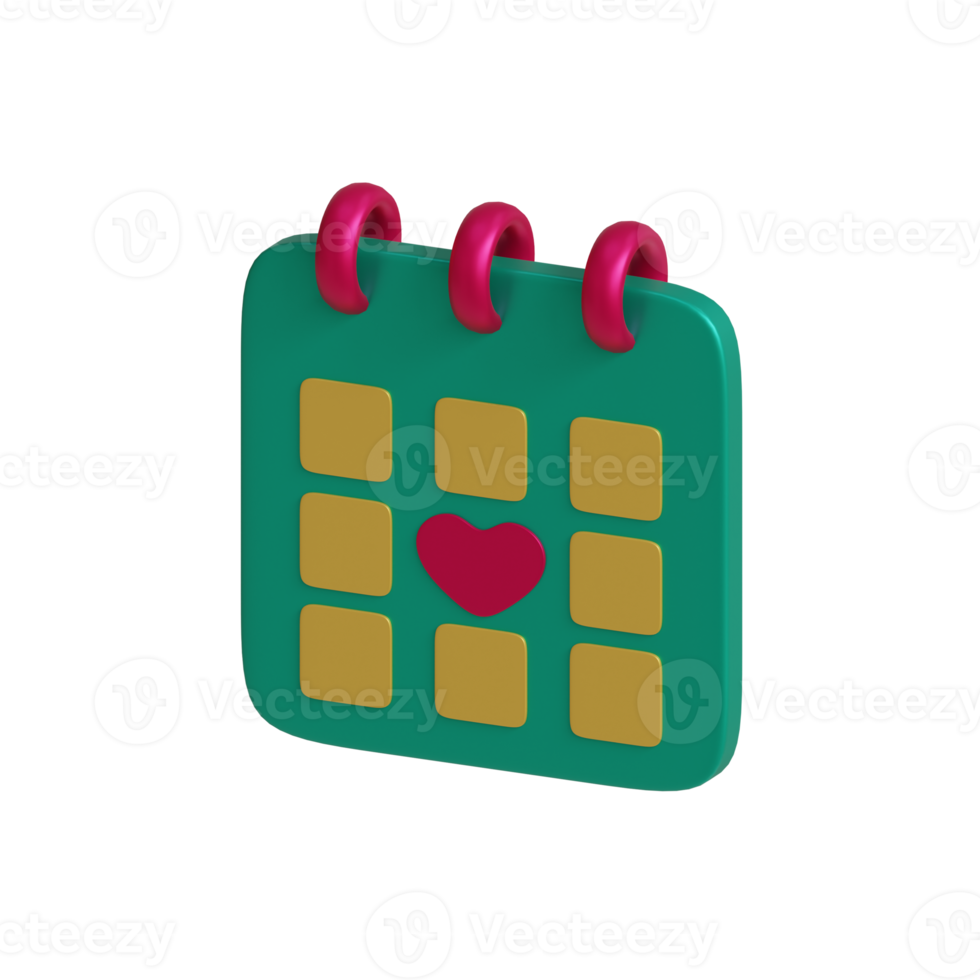 3d valentines day calendar icon png