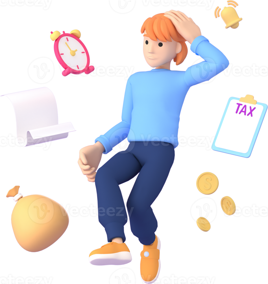 Tax Day Reminder Concept. Businessman submit tax by online concept, online tax payment and report. Business income. 3d illustration. png