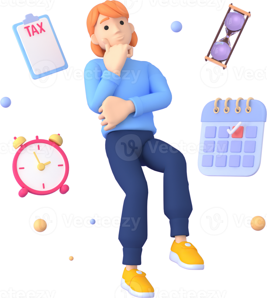 Tax Day Reminder Concept. Businessman submit tax by online concept, online tax payment and report. Business income. 3d illustration. png