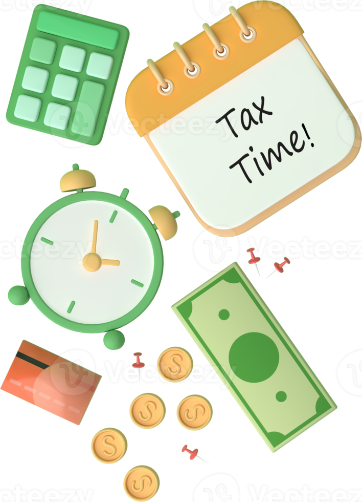 Tax Day Reminder Concept. 3d illustration submit tax by online concept, online tax payment and report. Business income. png