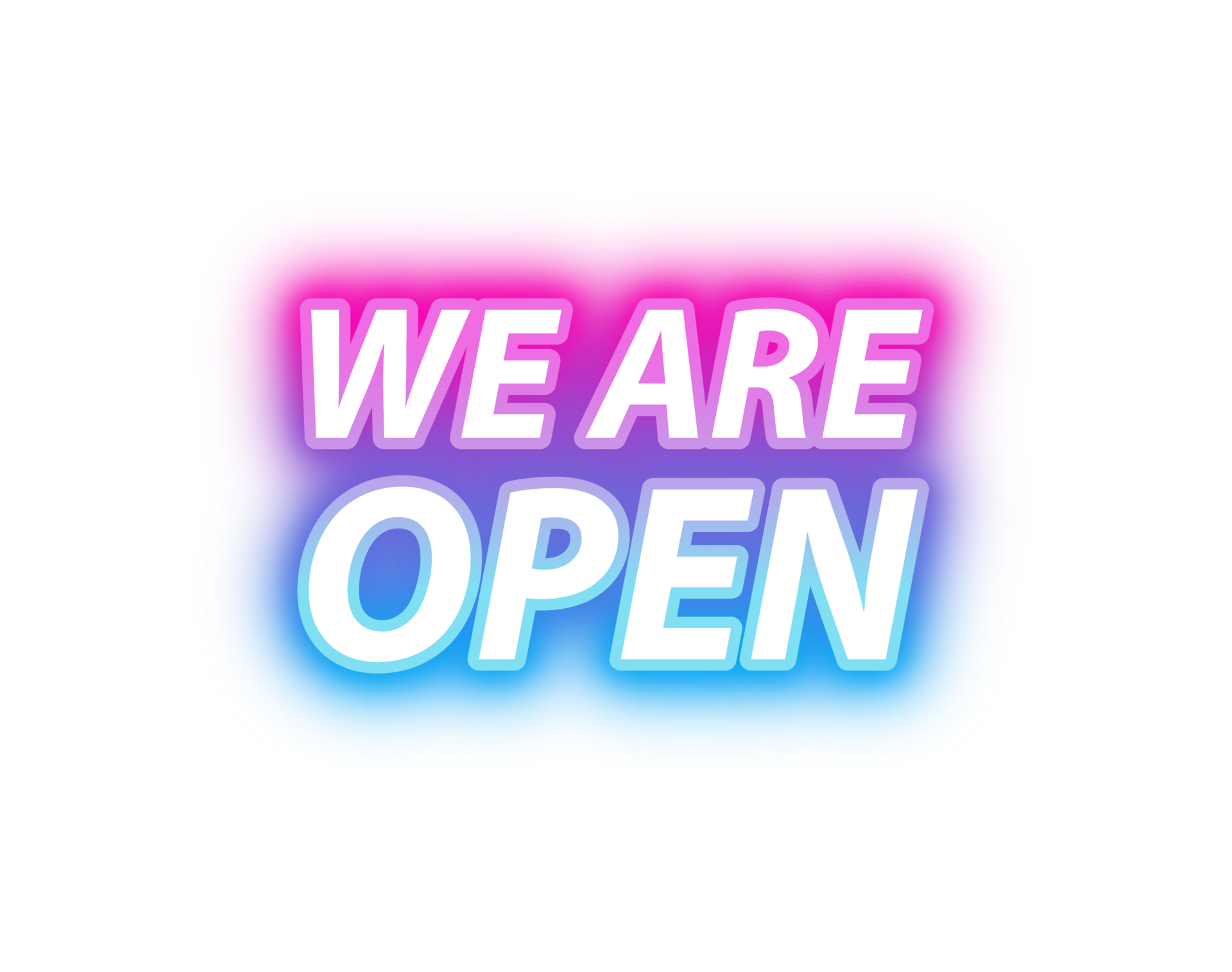 Open Sign Png Neon Sign We Are Open Glowing In Blue And Pink Light Png