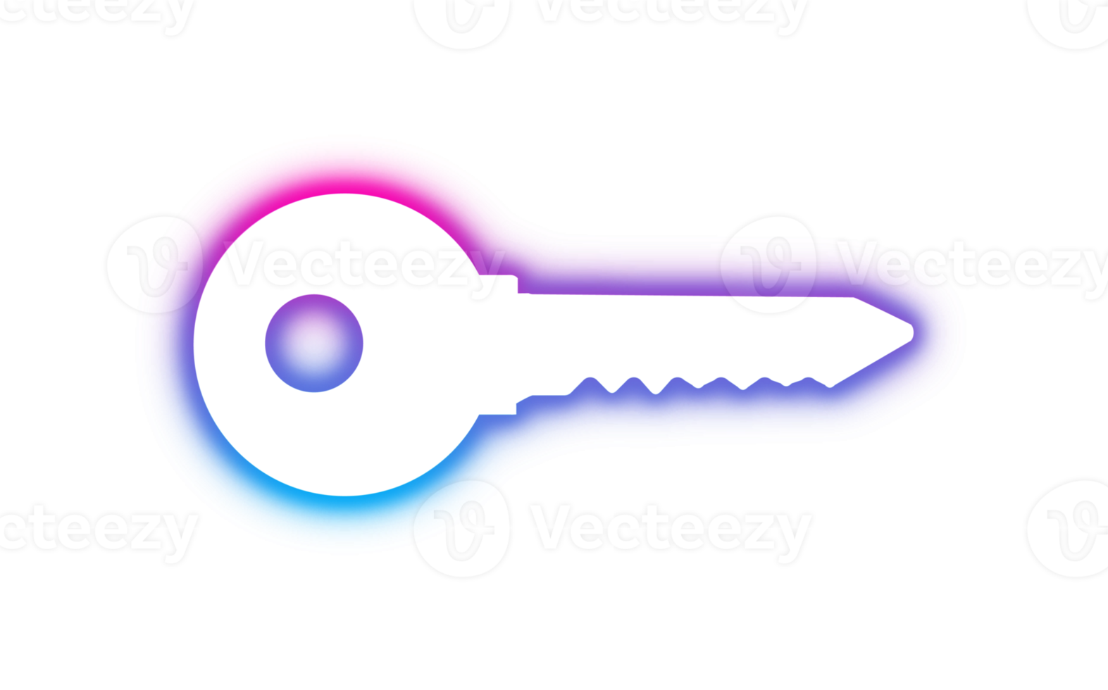 Neon key glowing in blue and pink light png