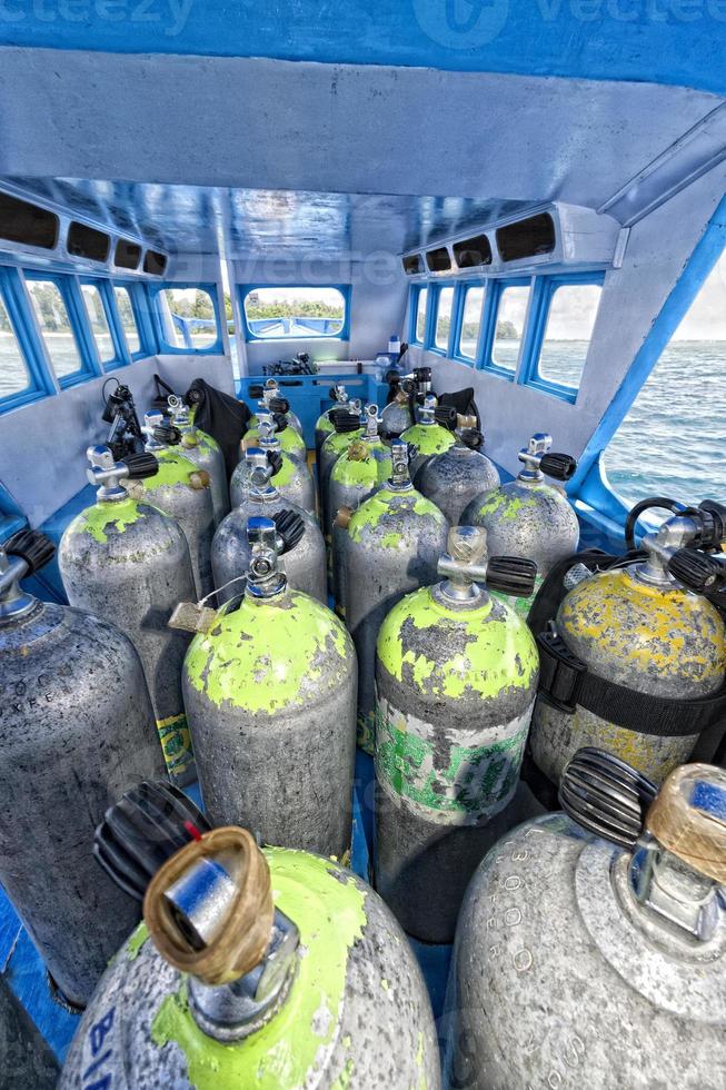 Tank on scuba diving boat photo