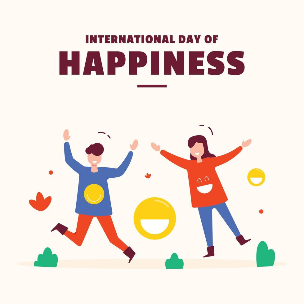 fondo plano del ejemplo del día internacional de la felicidad vector
