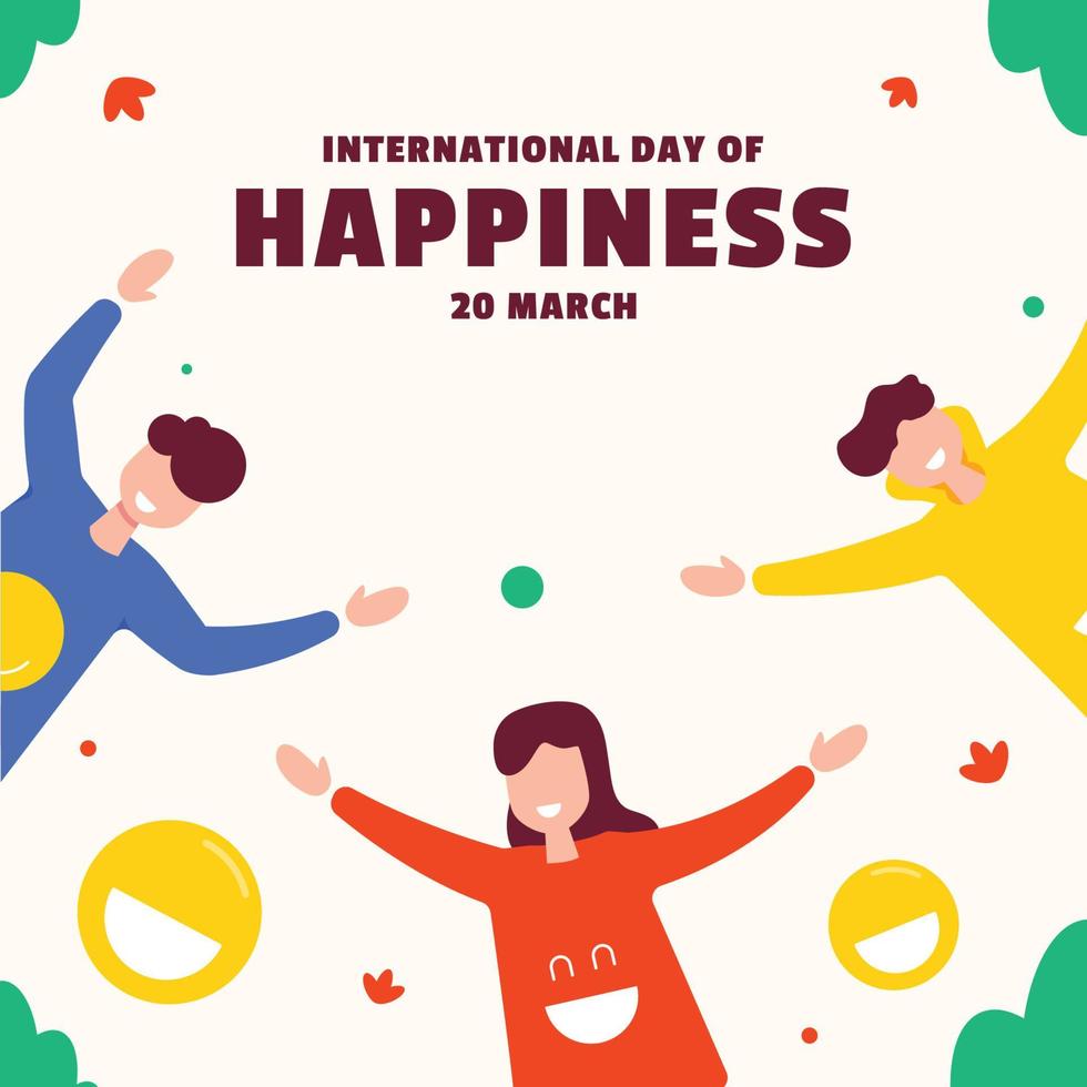 fondo plano del ejemplo del día internacional de la felicidad vector