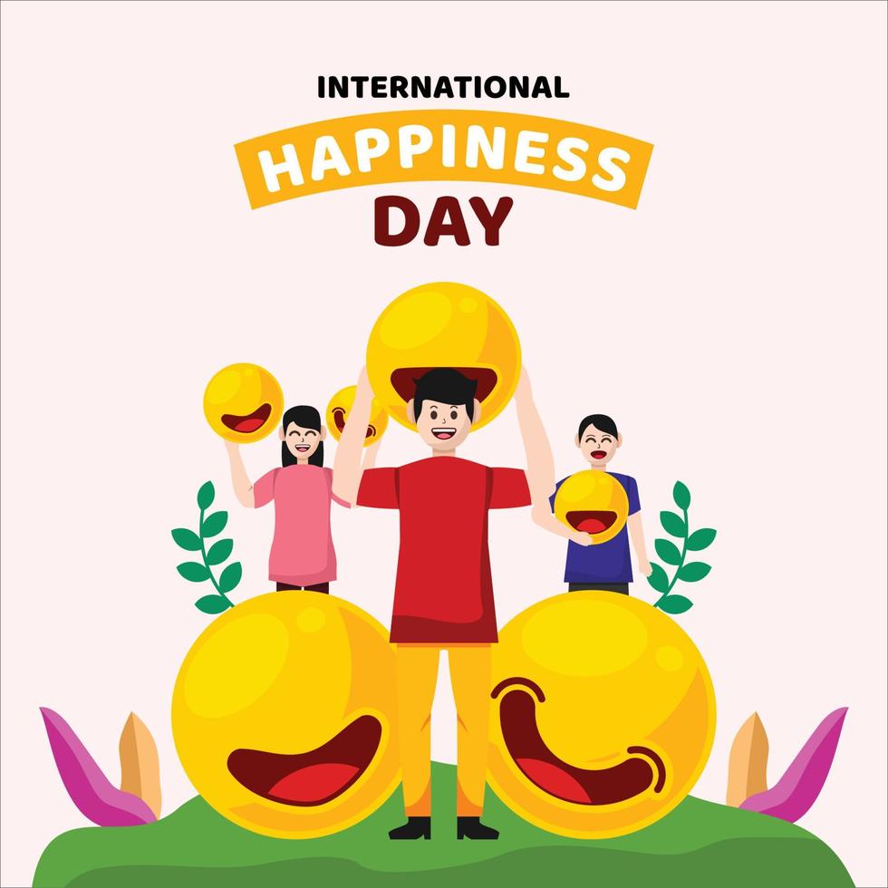 Flat International Day of Happiness Illustration Background vector