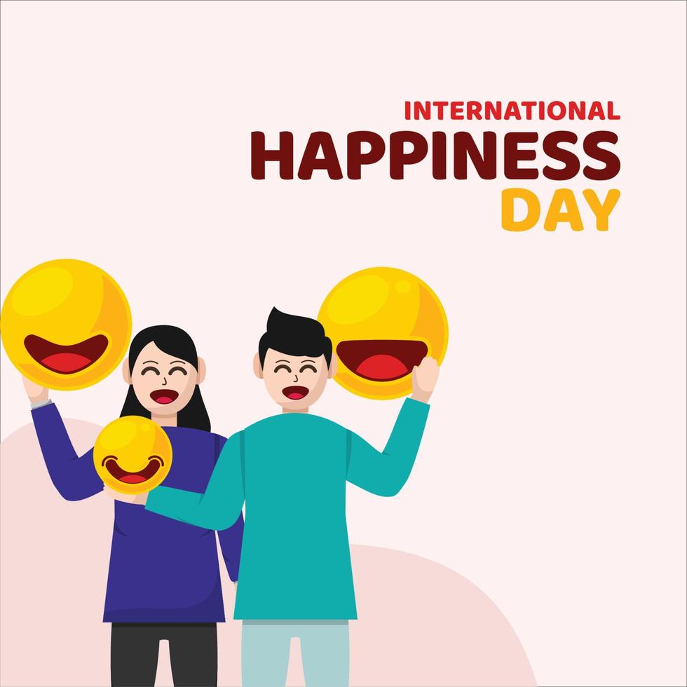 Flat International Day of Happiness Illustration Background vector