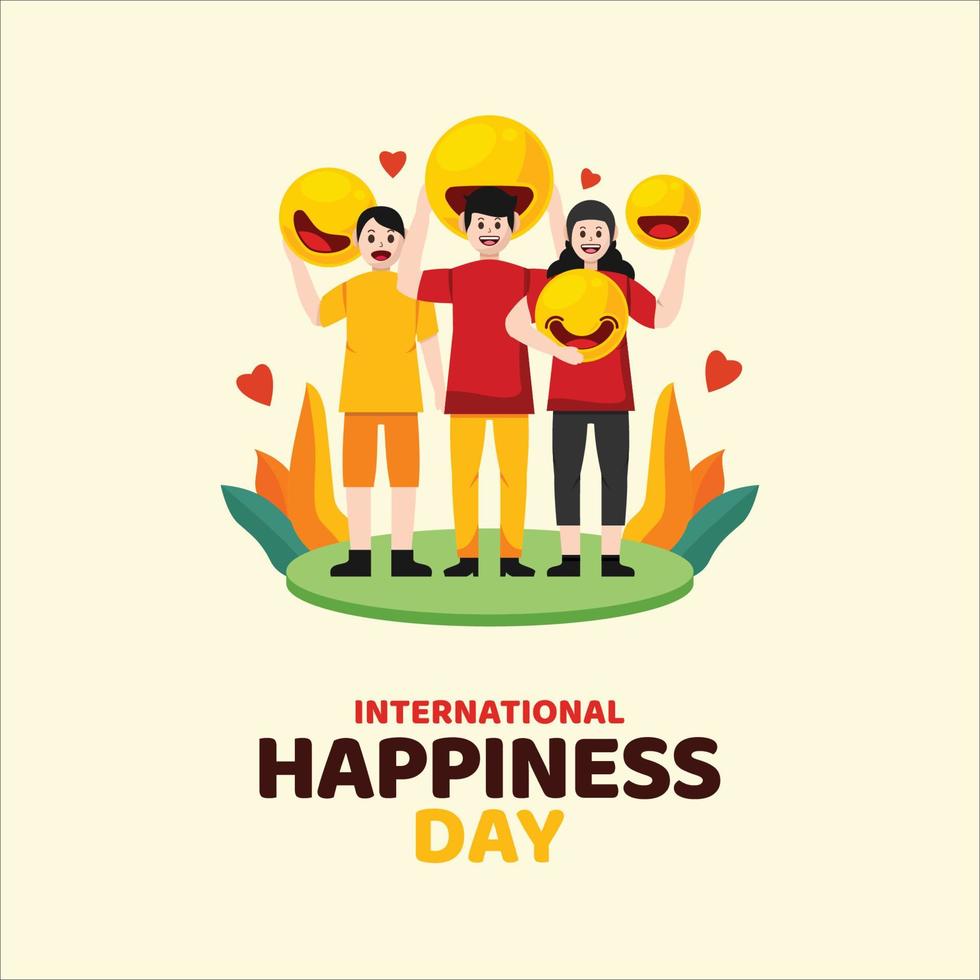 Flat International Day of Happiness Illustration Background vector