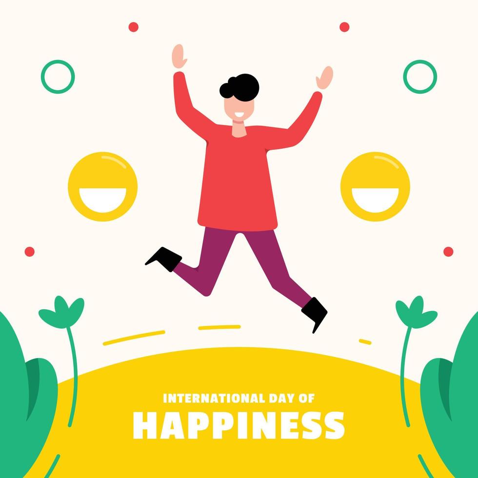 Flat International Day of Happiness Illustration Background vector