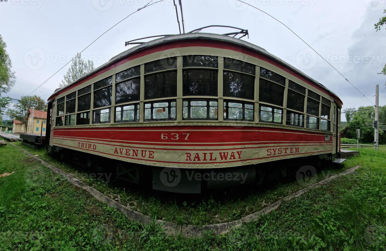 old new york tram red wagon 1939 photo