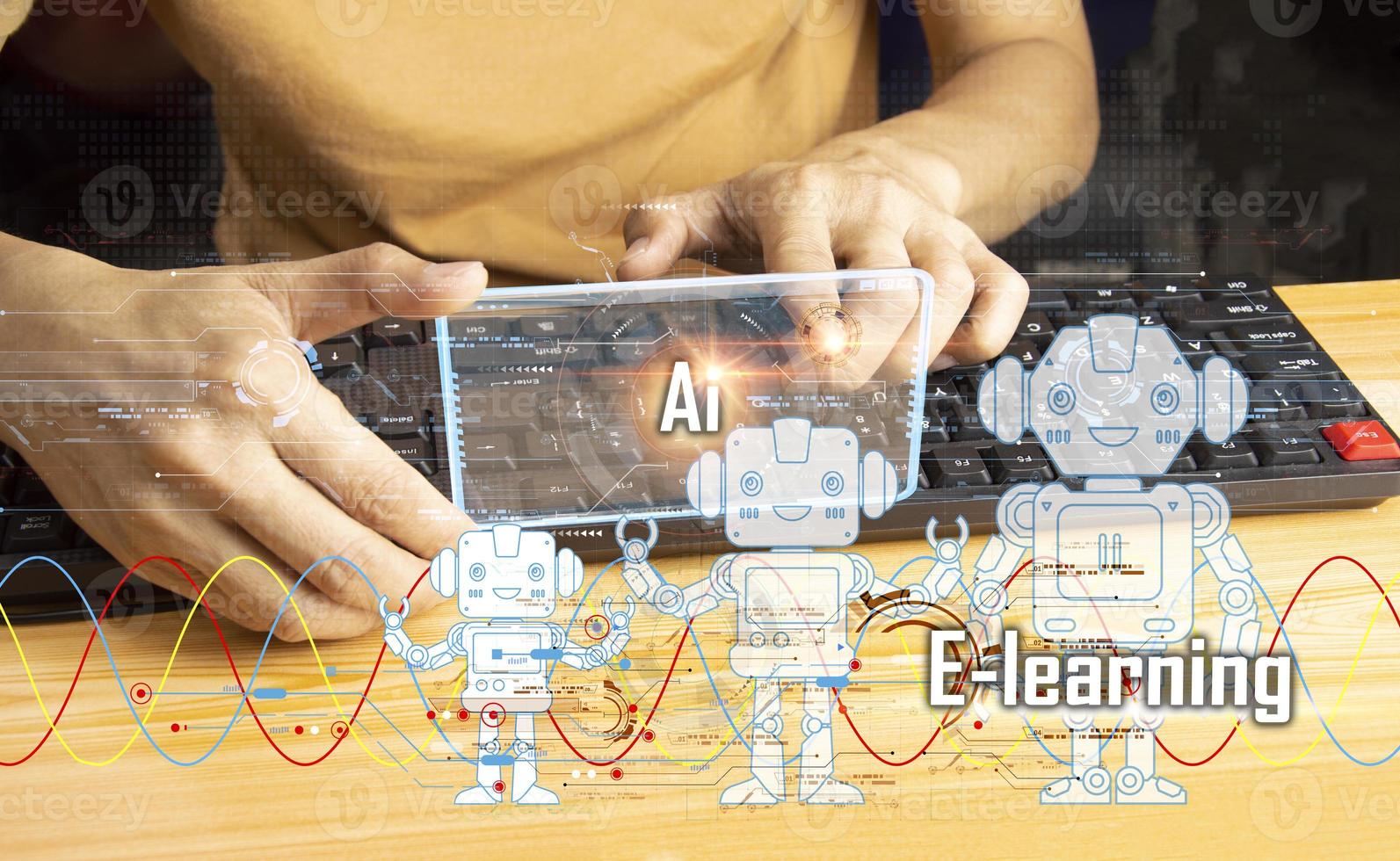 The concept of e-Learning, teaching management system through the network using artificial intelligence photo