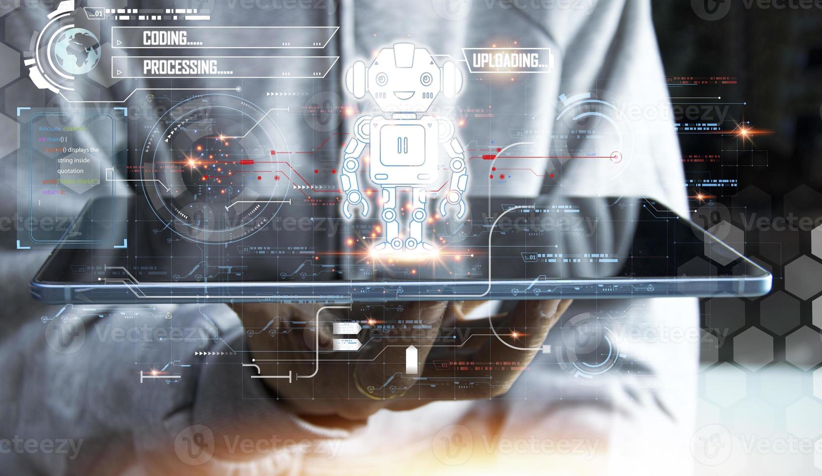 The concept of writing a set of instructions or a computer program in the form of code. to be able to interact with humans photo