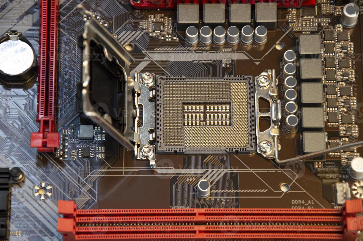 top view of computer motherboard photo