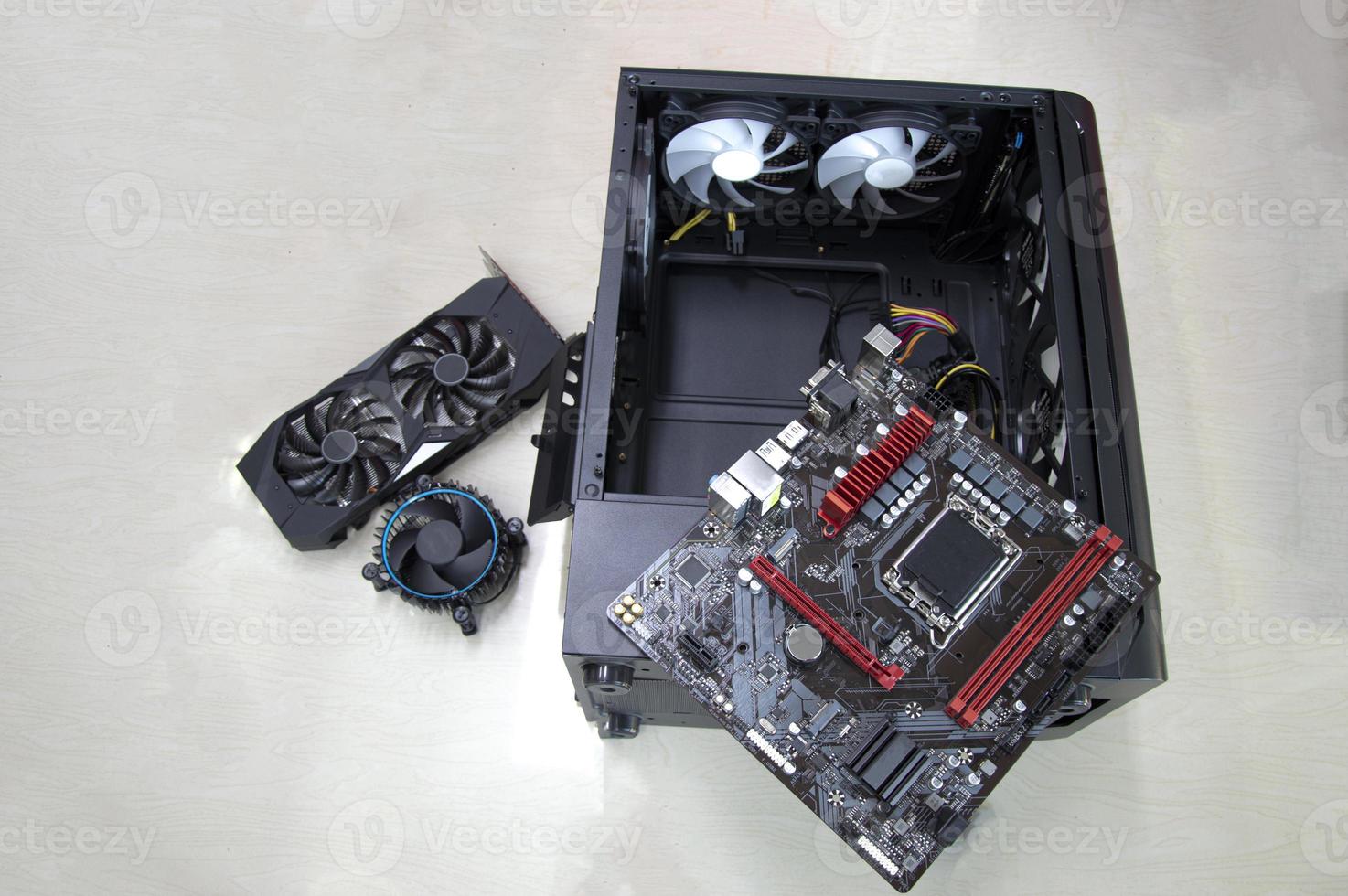 top view of computer motherboard photo