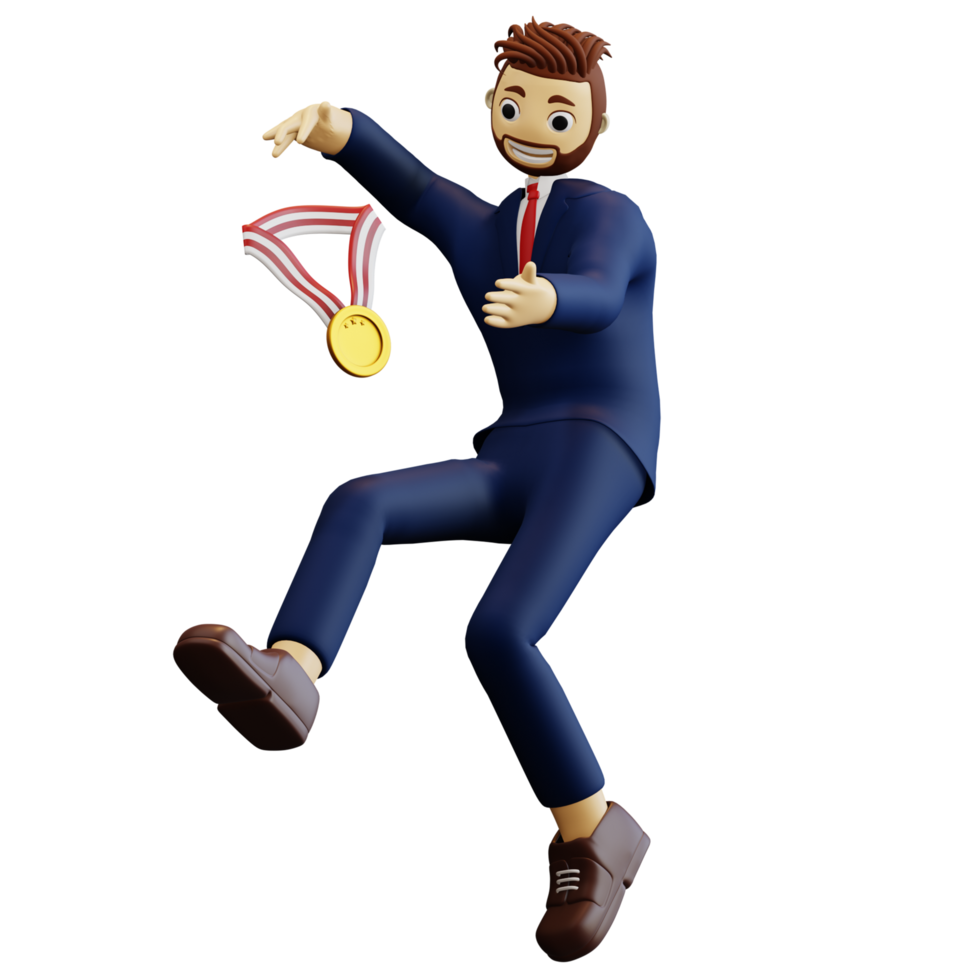 desafio do vencedor do homem de negócios 3d png