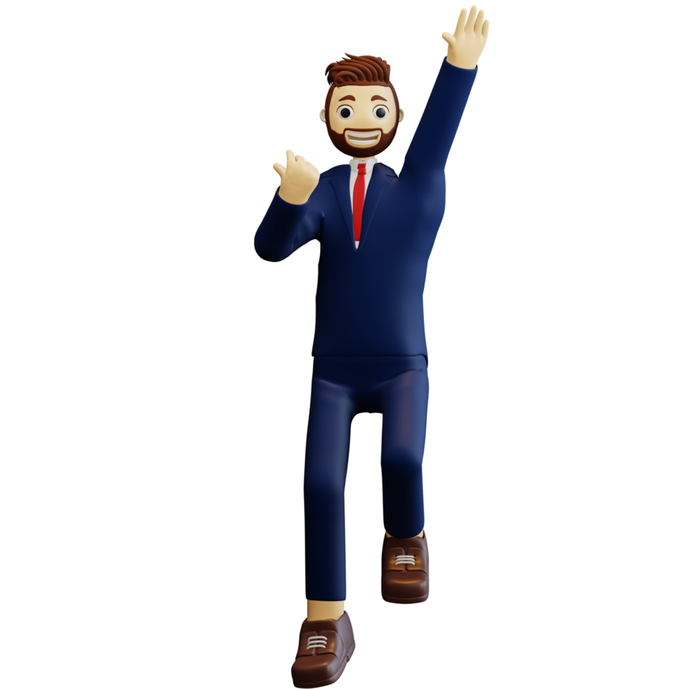 salto do homem de negócios 3d png