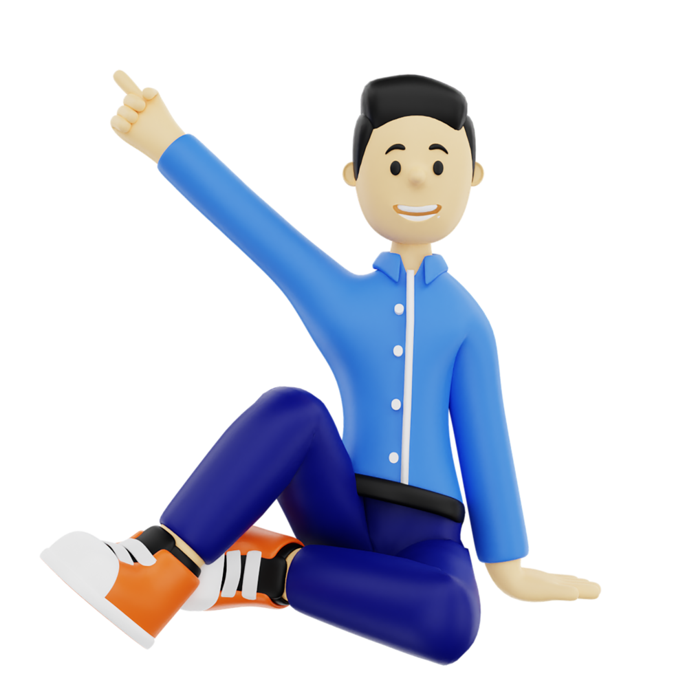 3d sitting pose character png