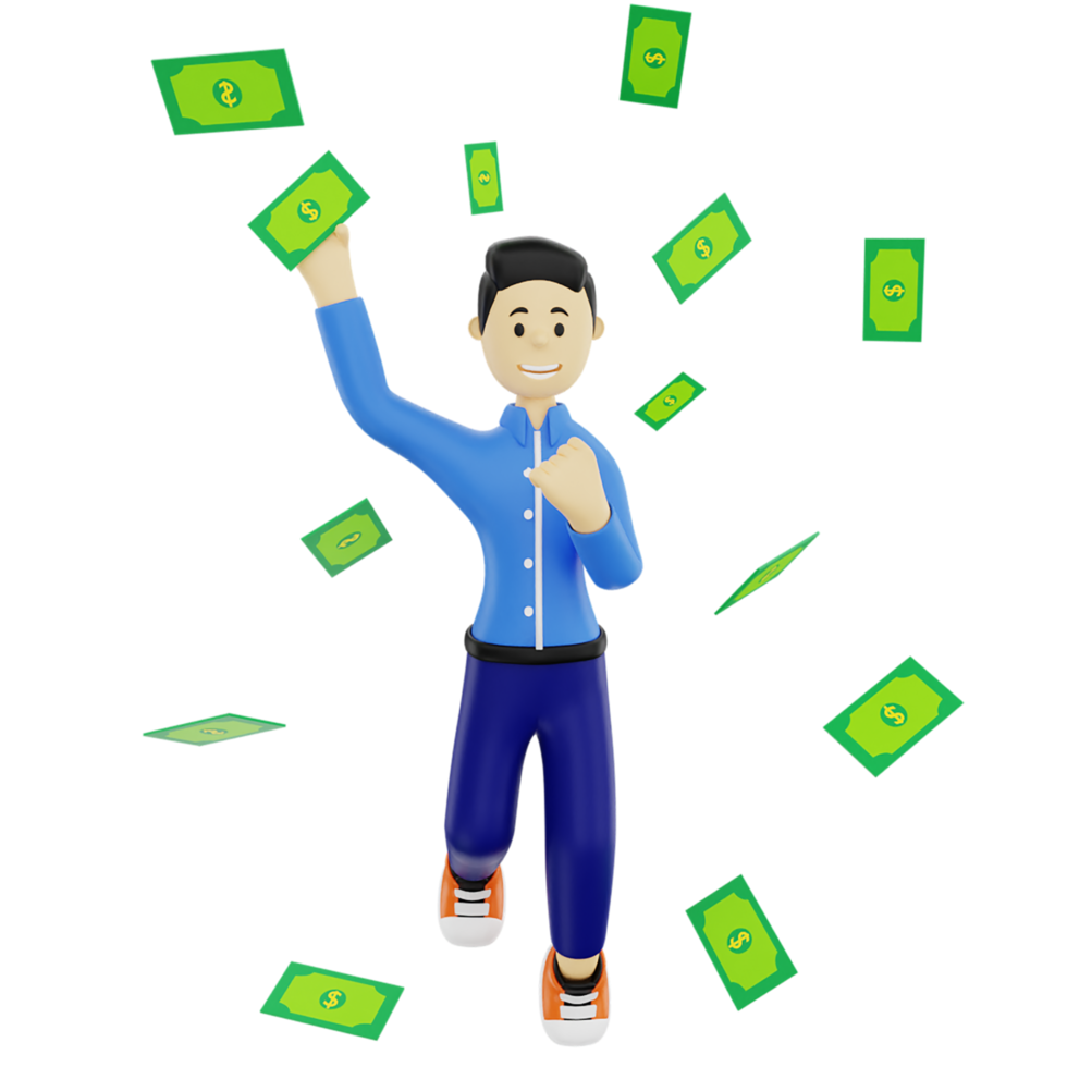 3d character with money png