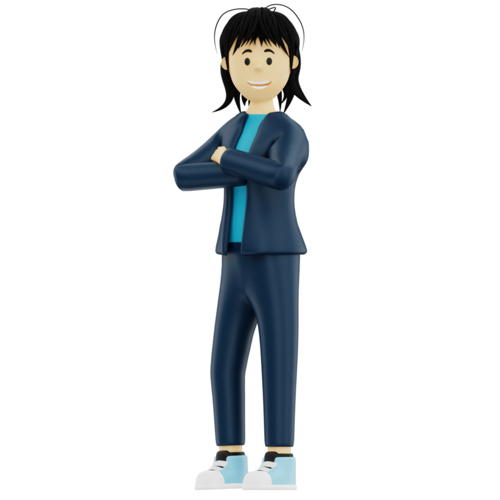 Pose de personaje de renderizado 3d con estilo png