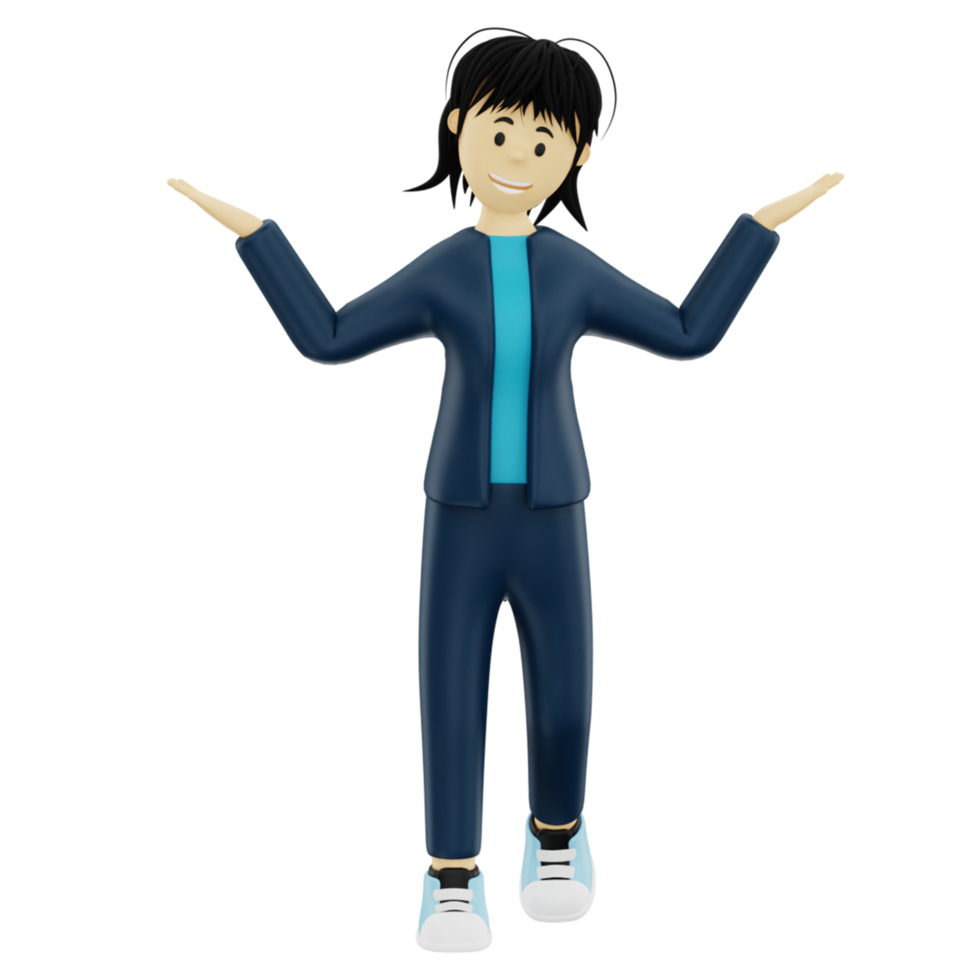 3D rendering character pose png