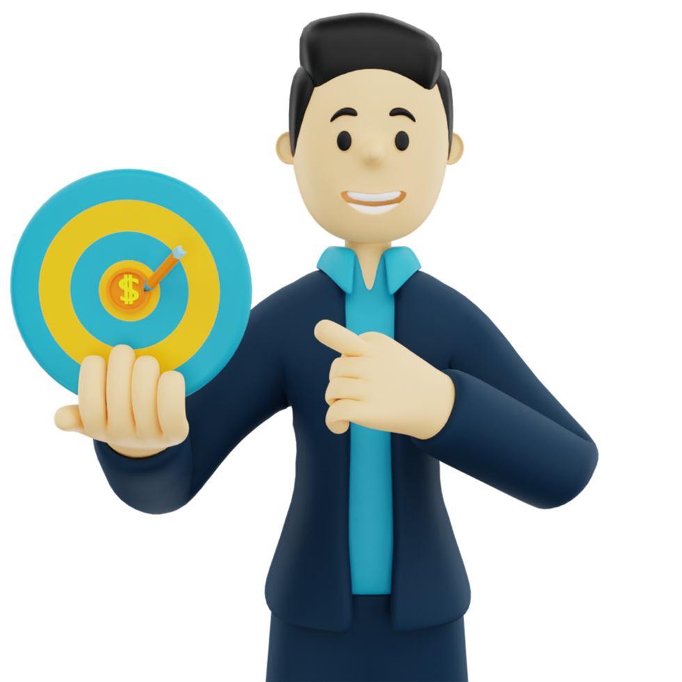 3D business man with dartboard png