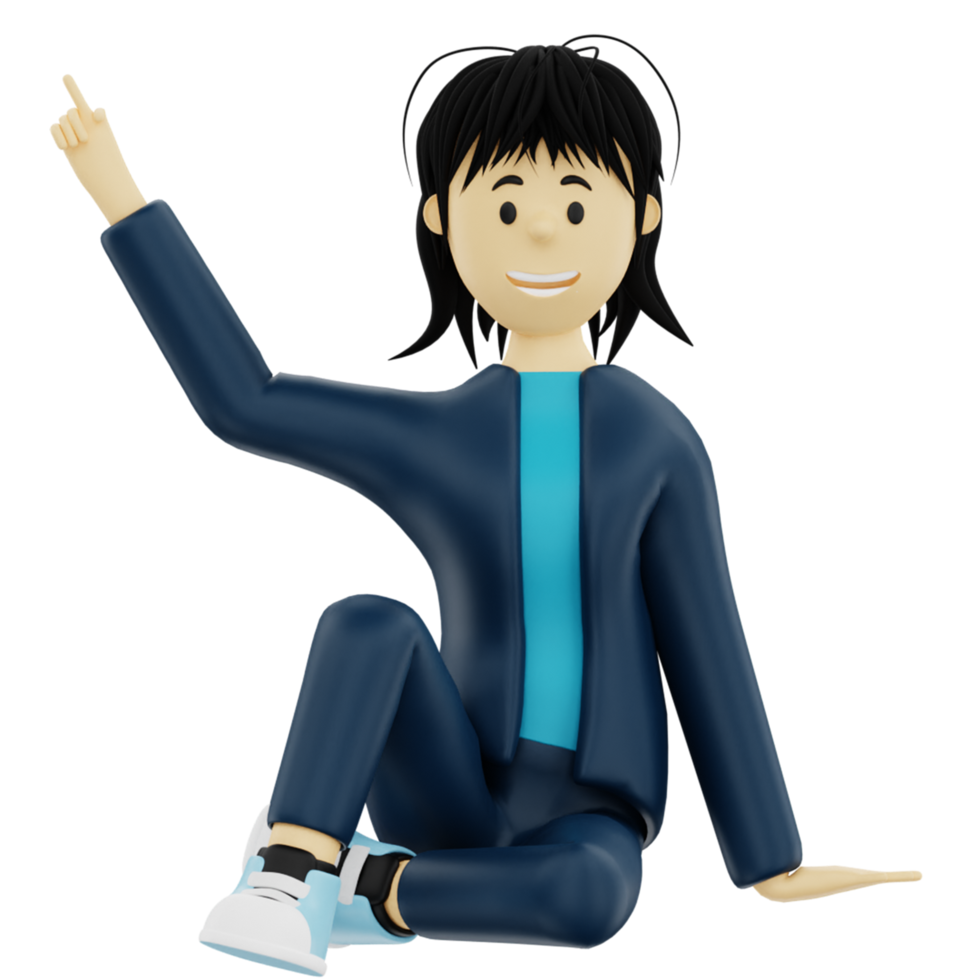 3d sitting pose character png