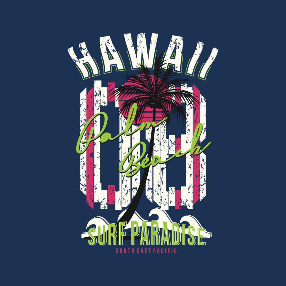 impresión de camiseta de vector gráfico abstracto de hawaii palm beach
