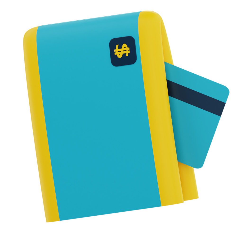 3D wallet and credit card icon png