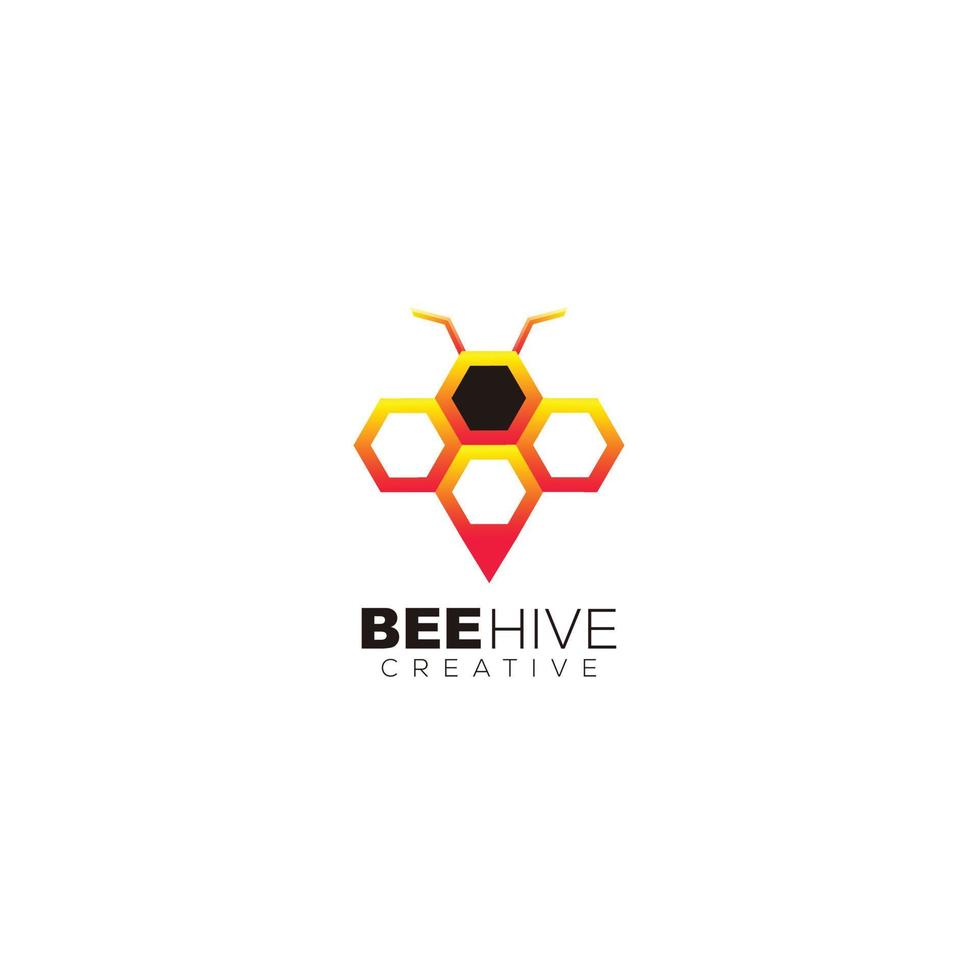 combination design bee with nest illustration vector