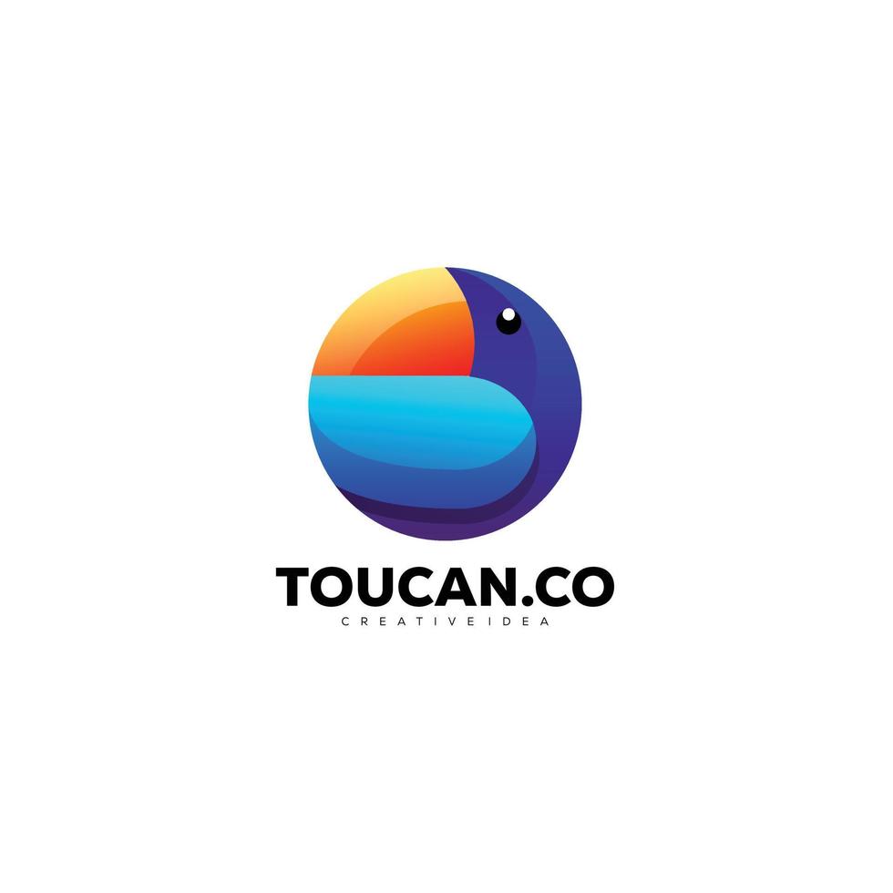 toucan round logo colorful design icon vector