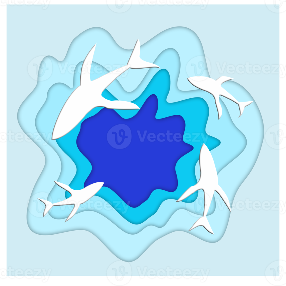 The Fish in Ocean Papercut Effect png