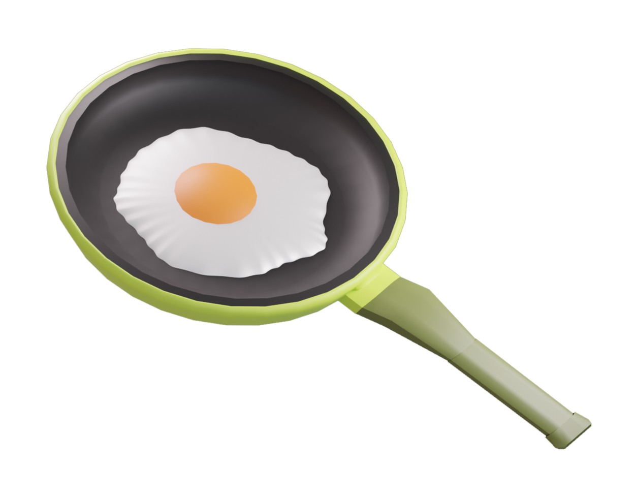 lado soleado hacia arriba. huevos fritos en una sartén. representación 3d png