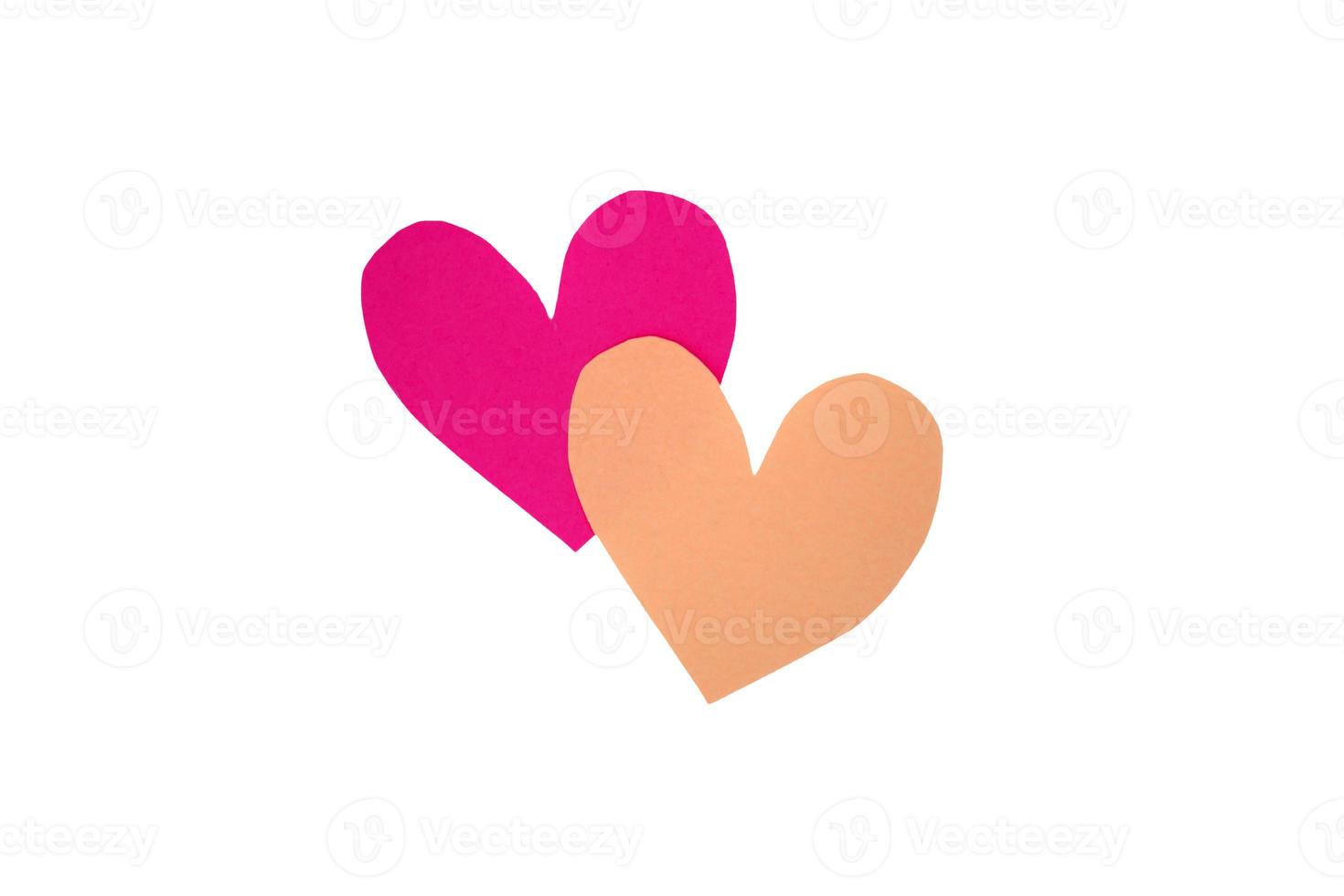 Background with two pink hearts. photo