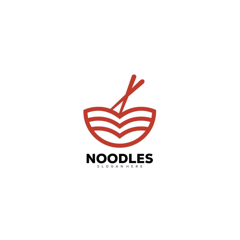 logotipo de arte de línea de diseño de fideos para icono de negocio vector