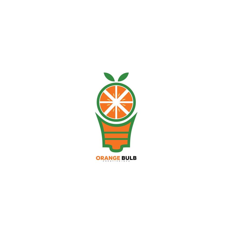bombilla con símbolo de diseño de ilustración de logotipo de fruta naranja vector