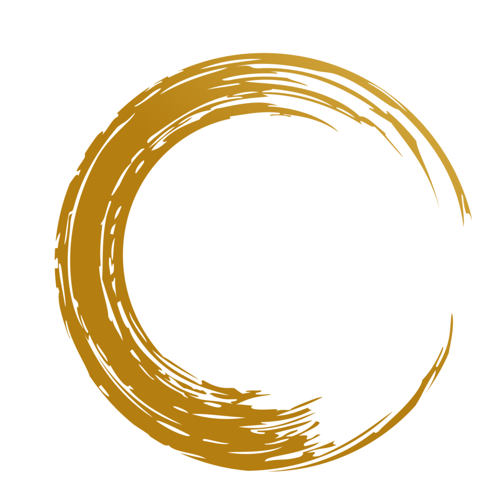 Brush stroke and gold circle element png