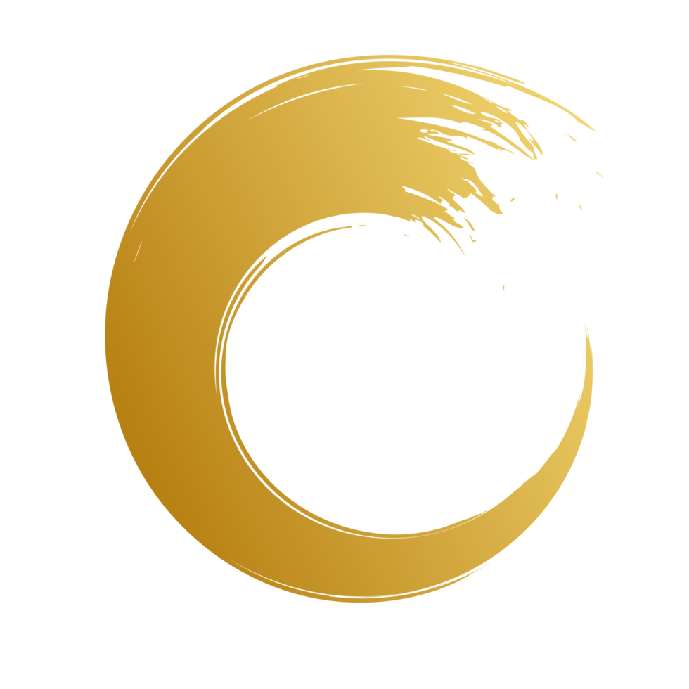 Brush stroke and gold circle element png