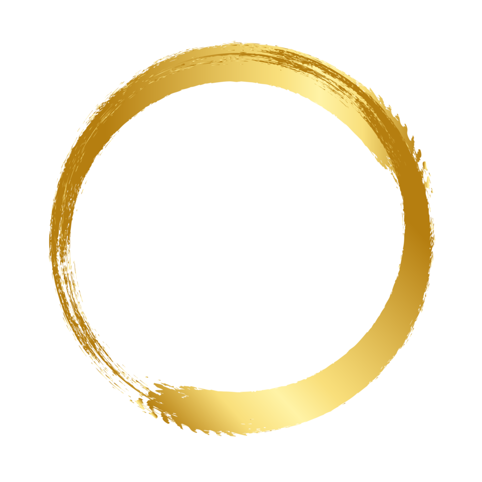 Brush stroke and gold circle element png